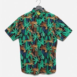 ❤️2/$50❤️[M]Poplin&Co Tropical Green and Brown Tiger Men's Shirt